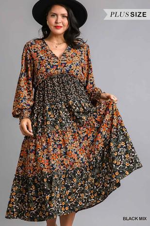 Navy Mix Midi Dress