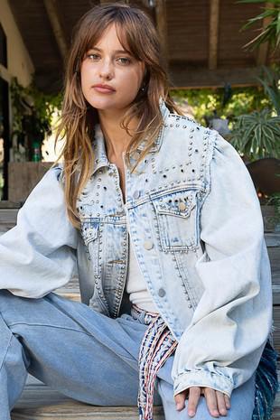 Denim Silver Stud Jacket