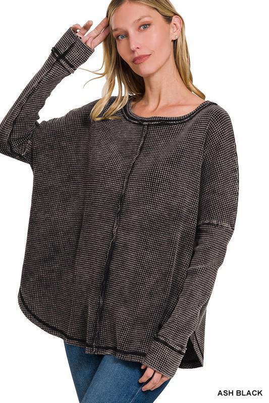 Oversize Waffle L/S Top