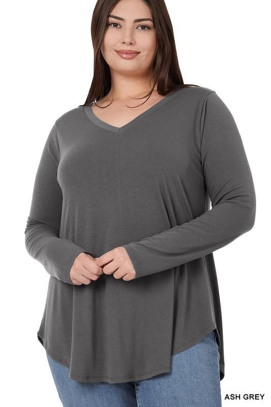 Asst L/S V Neck Round Hem