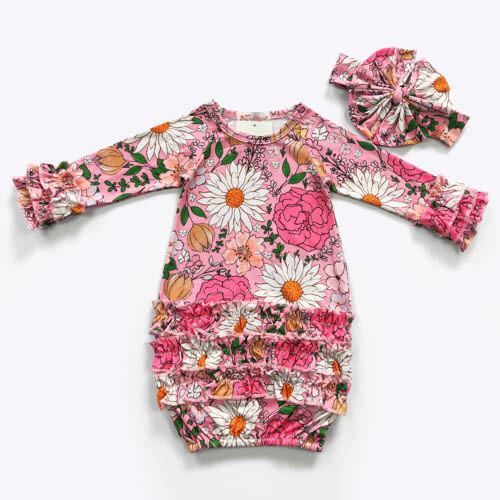 Botanic Pink Baby Gown