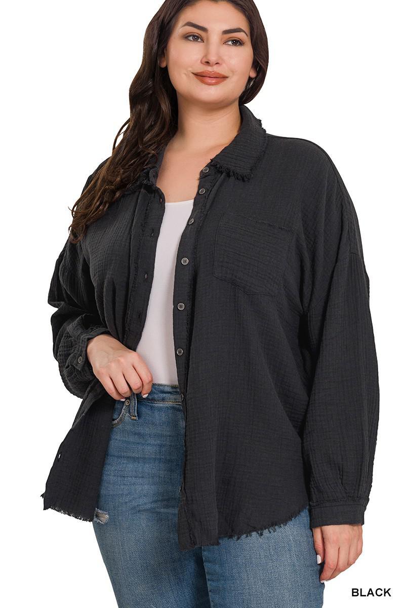 Gauze Raw Edge Shirt