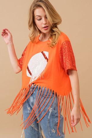 Org Football fringe/sequin Tee