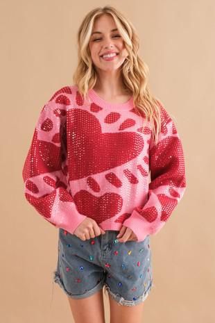 Sequin Heart Crew Swtr