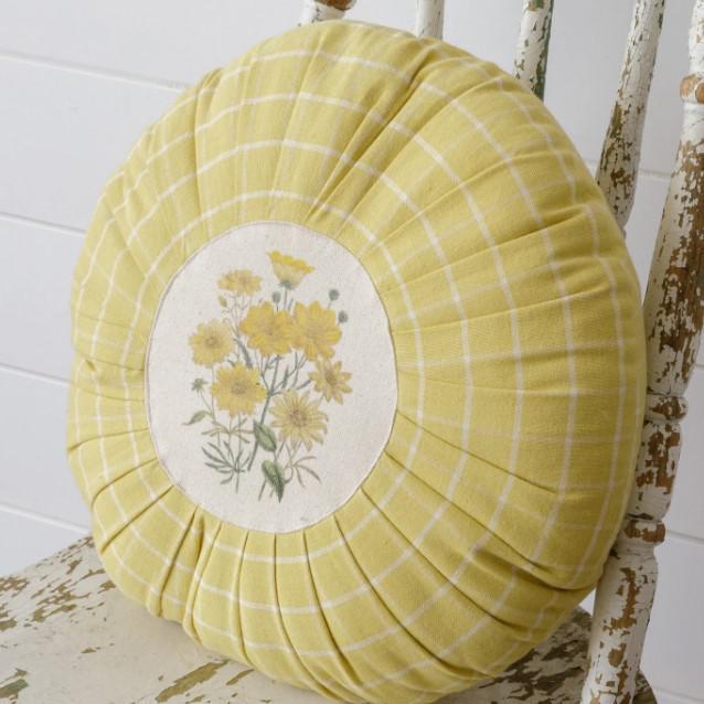 Round Pillow-Yellow Flowers