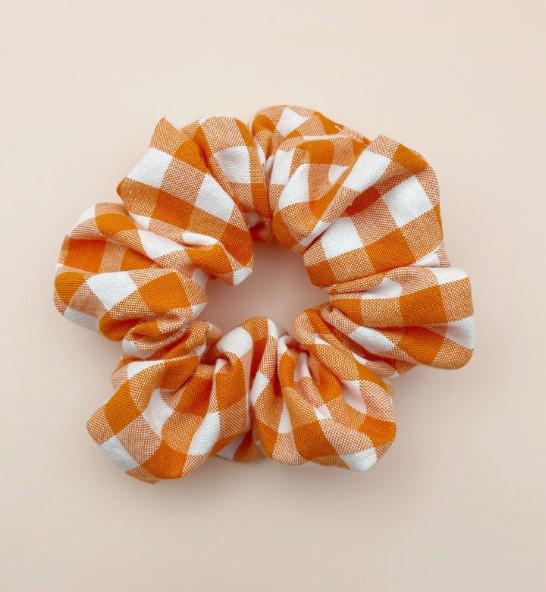 Orange Gingham Scrunchies