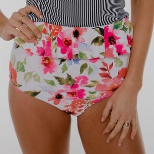 pink-floral reversable swim bottom