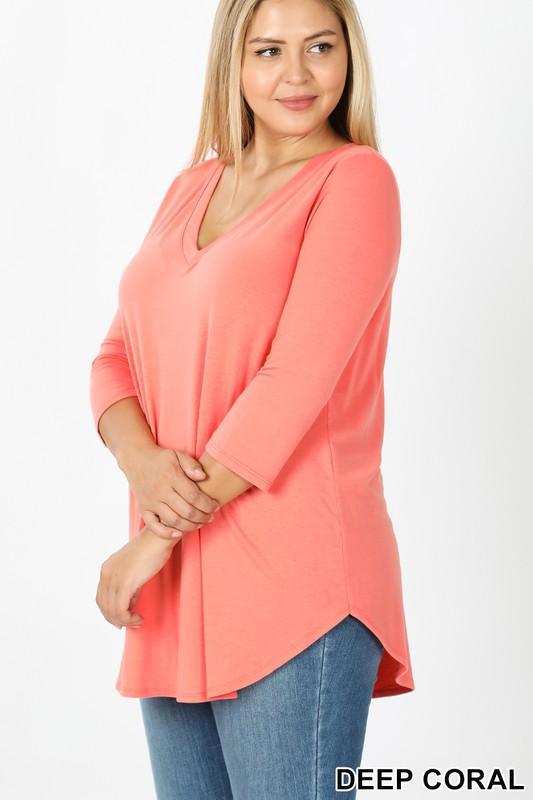 deep coral v-neck top
