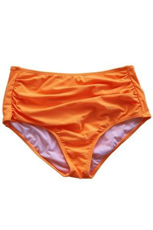 orange midi ruched swim bottoms