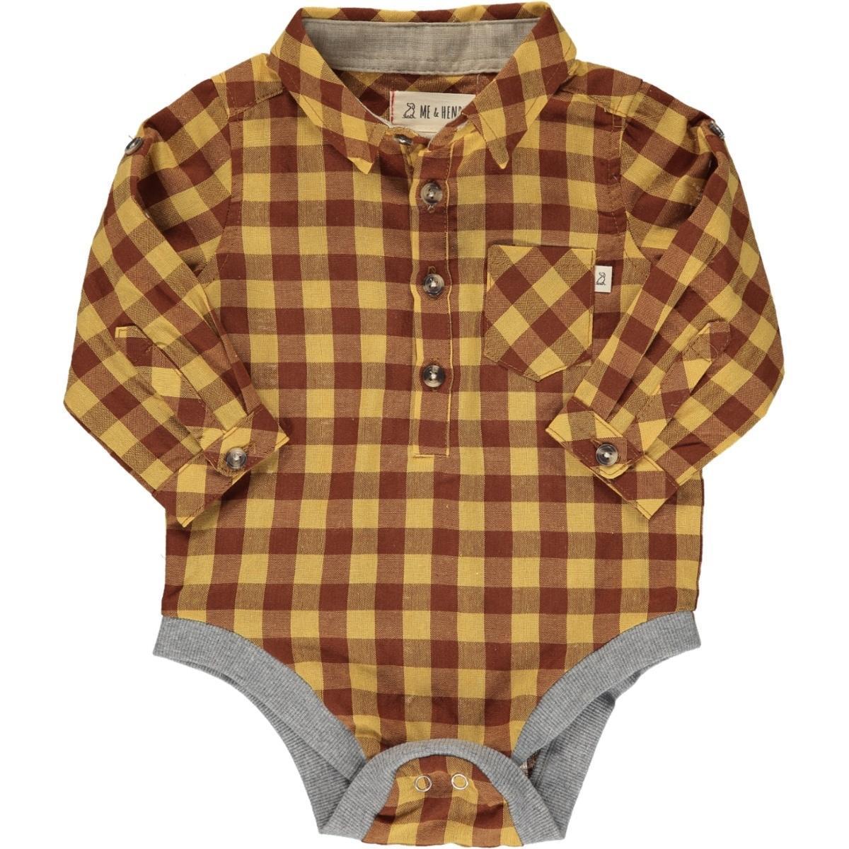 rust/mustard onesie