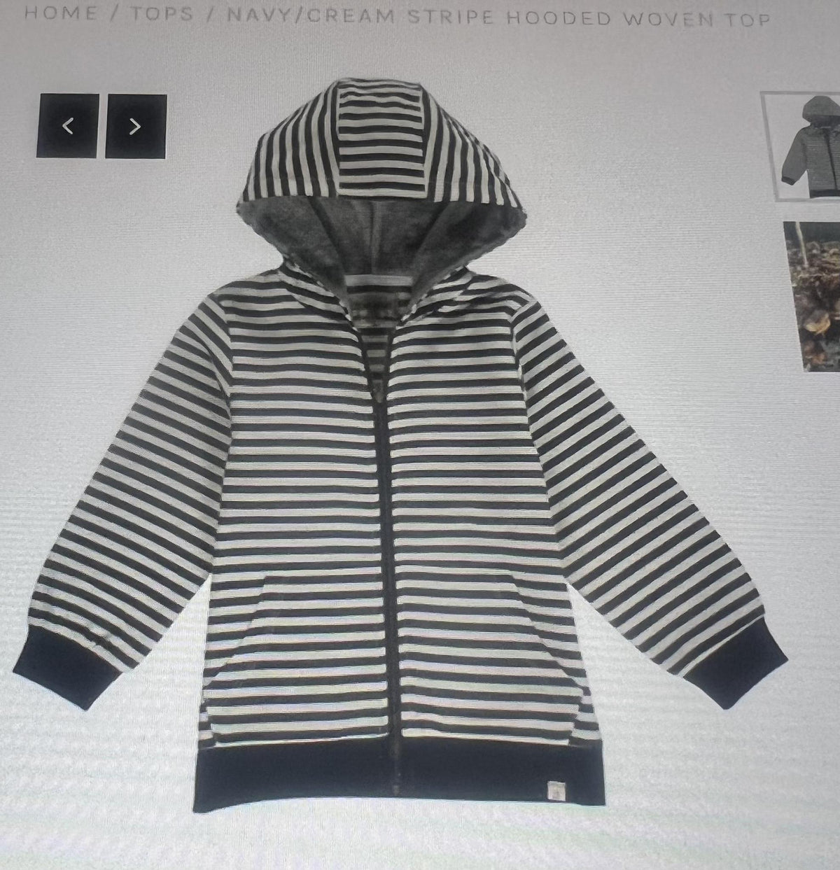 Navy/cram. Strip Hoodie