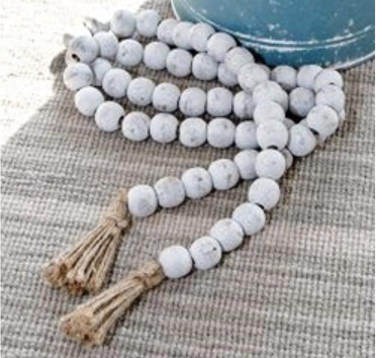 Distressed White Beaded Garland
