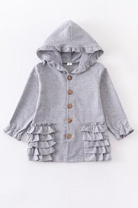 Ruffle Button Hoodie