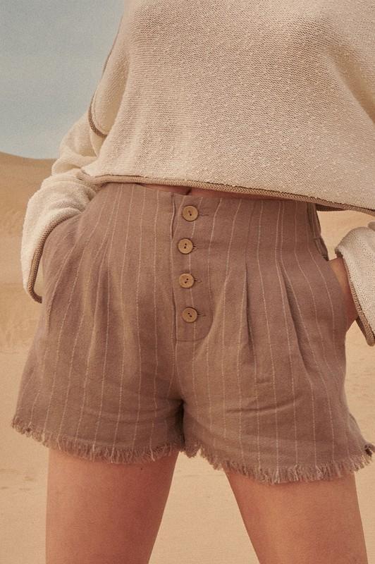 Shorts fringe cotton pinstripe