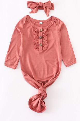 Pink Bamboo Gown Set