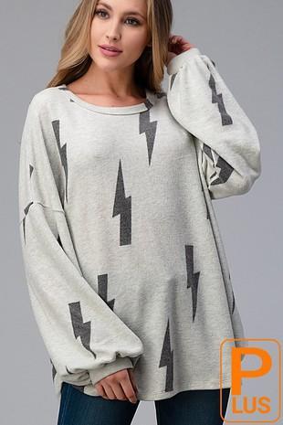 Lighting Print Tunic Top