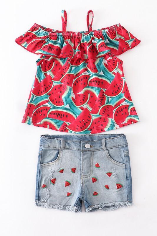 Watermelon Denim short set