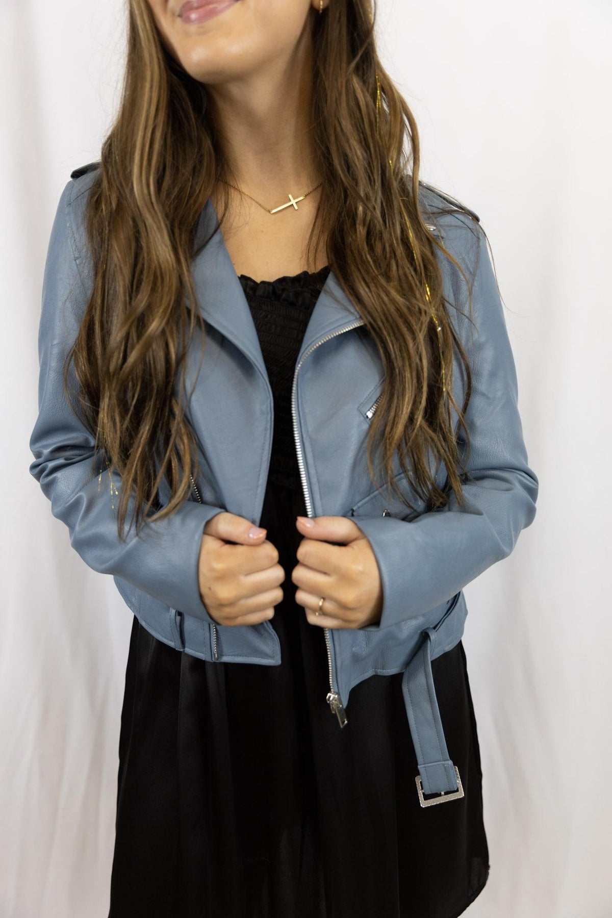 Lady Leather Jacket Blue