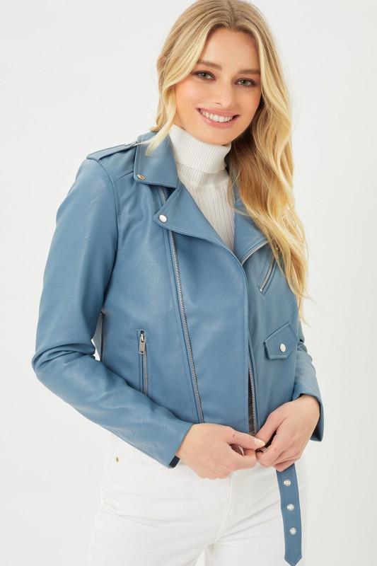 Lady Leather Jacket Blue