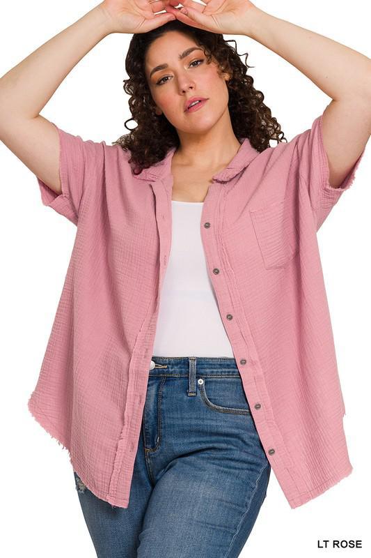 Gauze Button Down Shirt