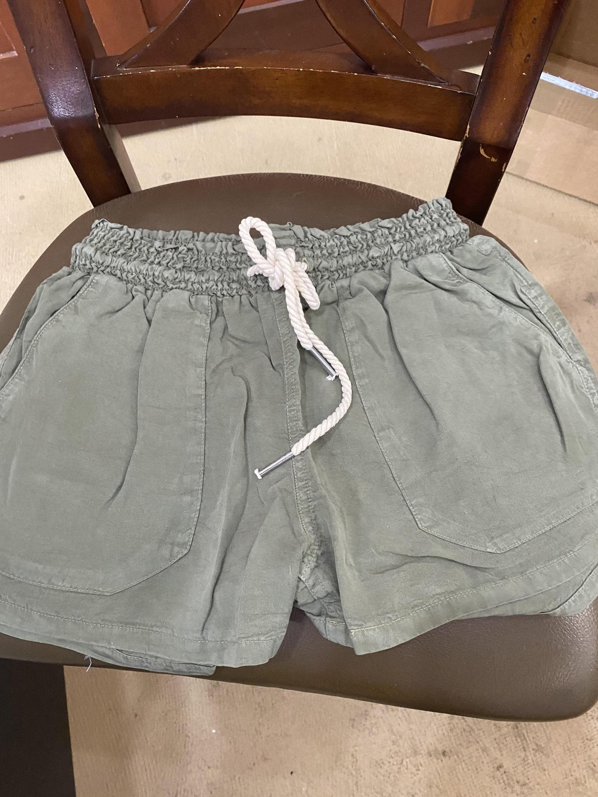 Olive Drawstring Shorts
