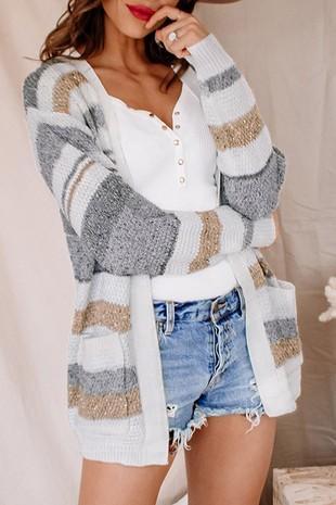 Natural stripe cardigan