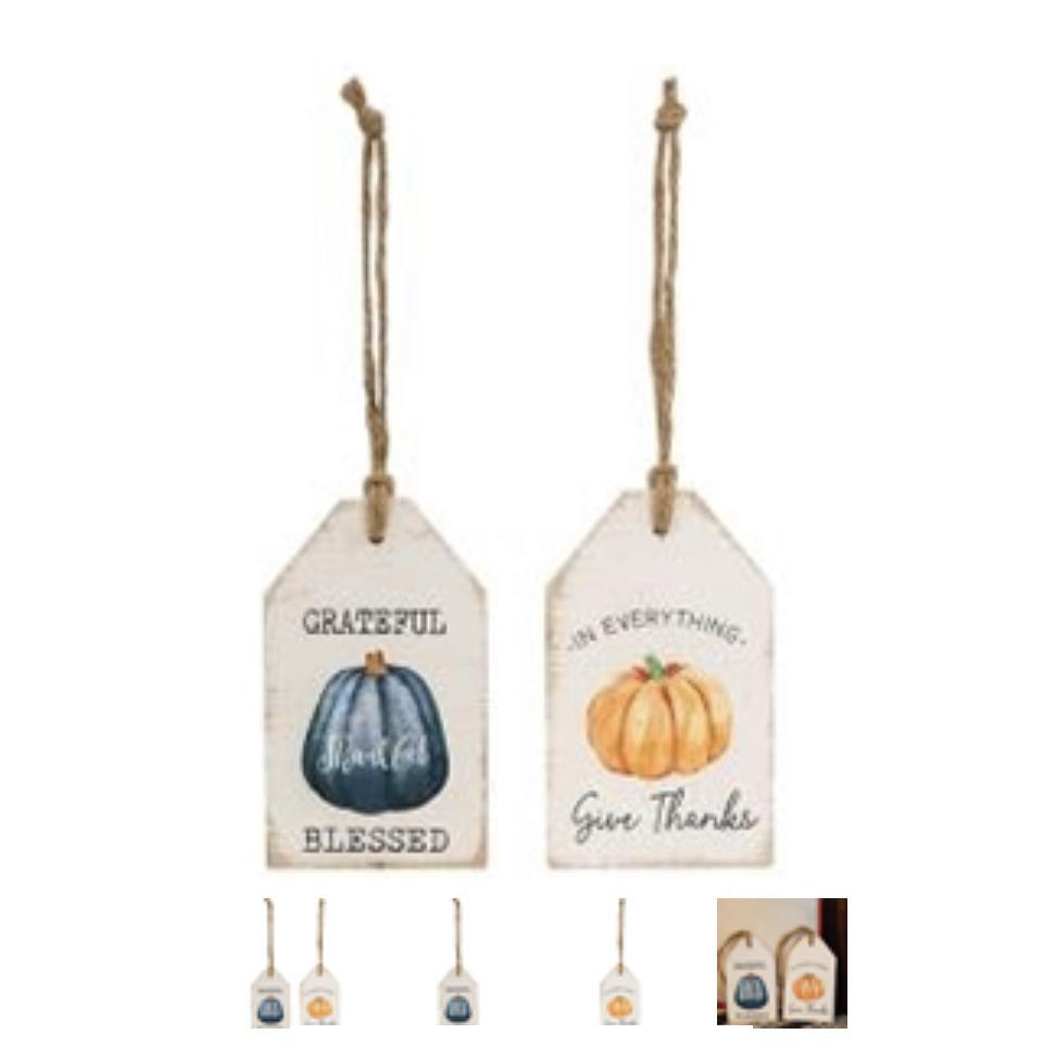 Thankful Pumpkin Wood Tag Asst.