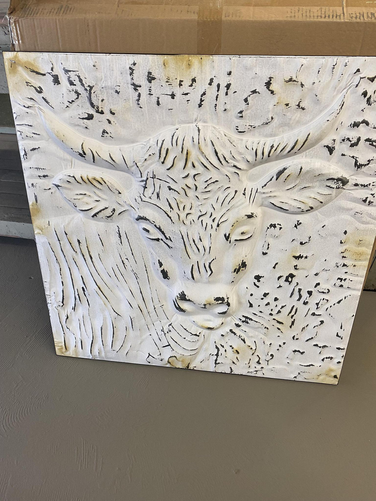 White Metal Cow Sign