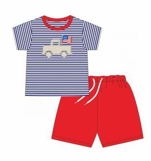 Patriotic Car Applique Boy set