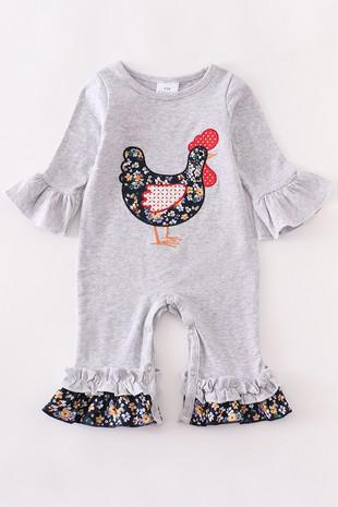 Gray Rooster Romper