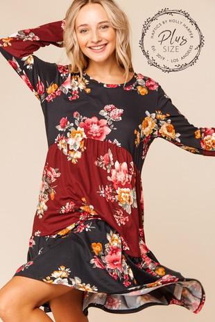 floral color block dress