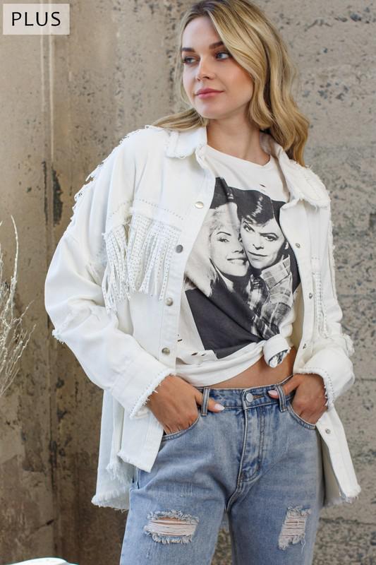 Studded White Denim Jacket
