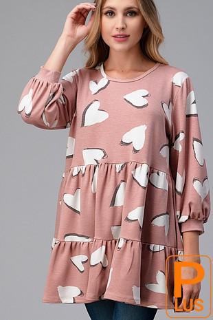 Heart Print tiered Tunic