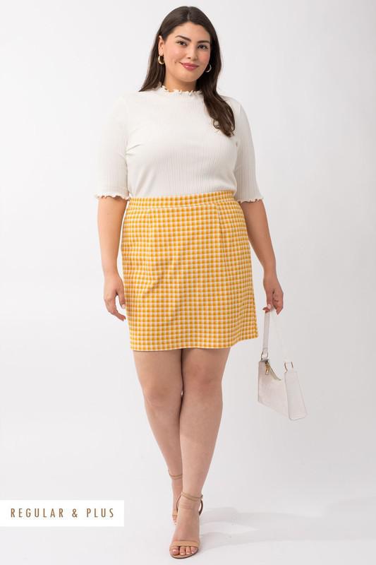 Mustard Houndstooth Skirt