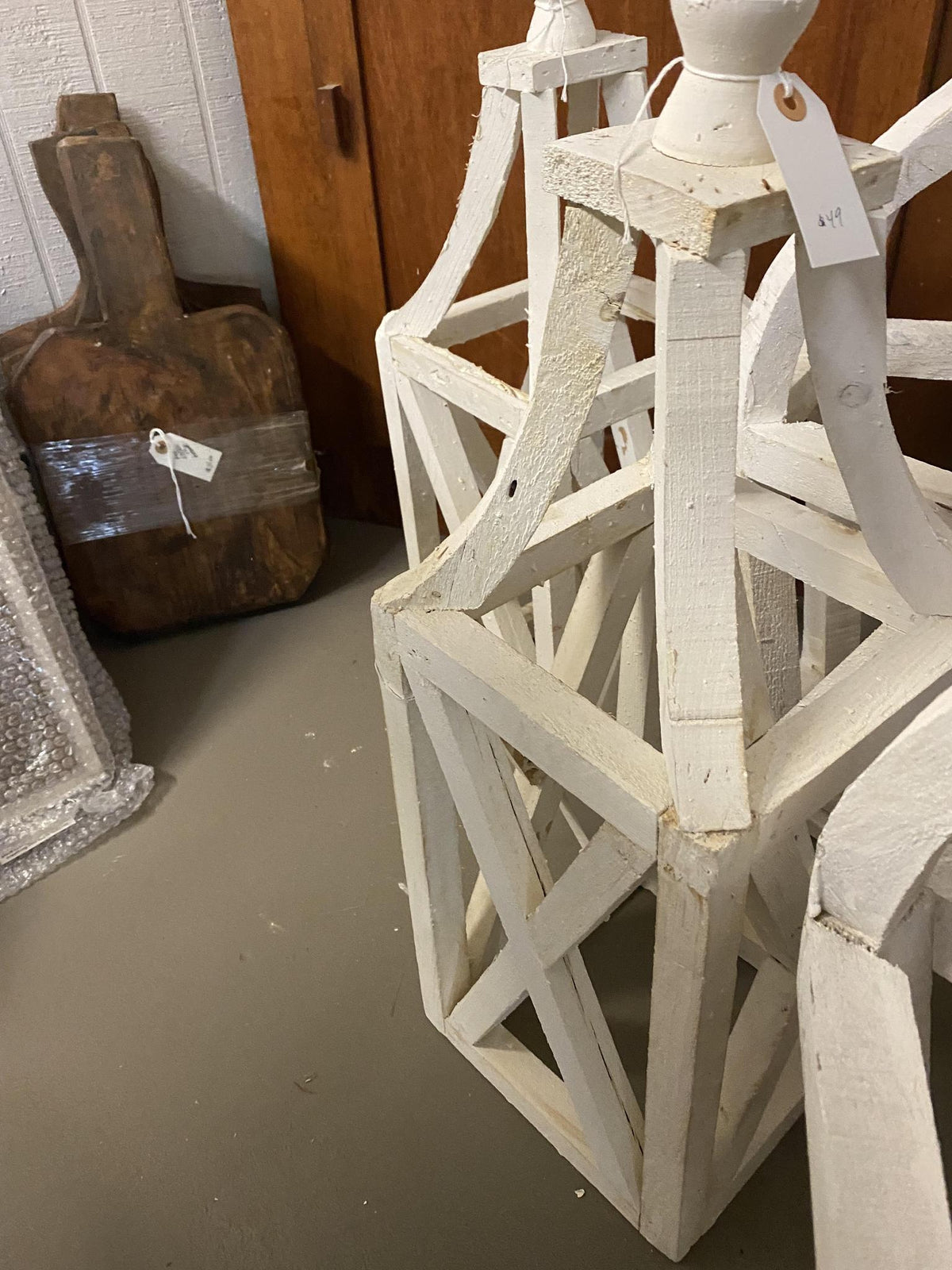 Med White Wood Lantern