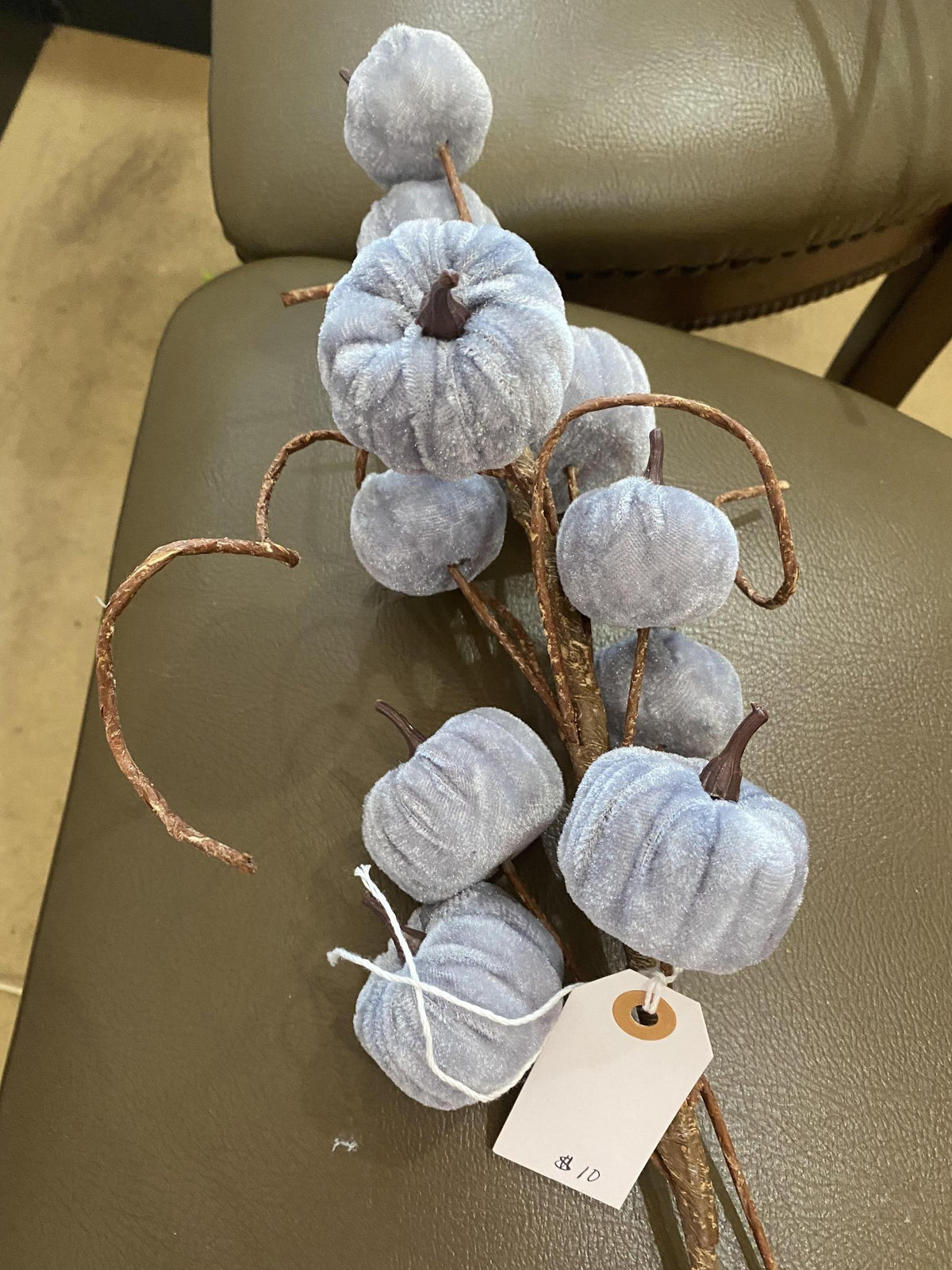 Gray Velvet Pumpkin Pick