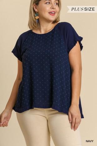 Short Ruffle Slv & Polka Dot Detail
