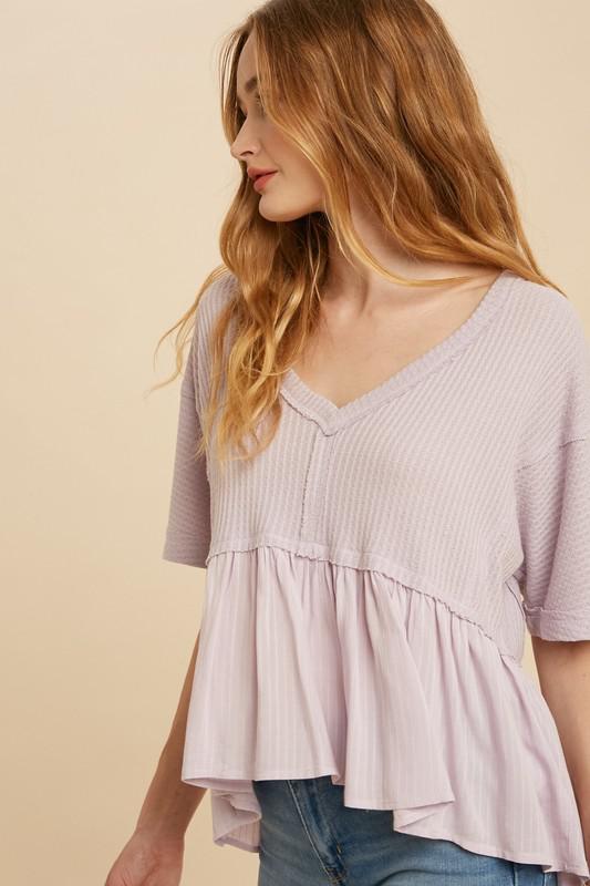 DOLMAN SLEEVE PEPLUM HENLEY