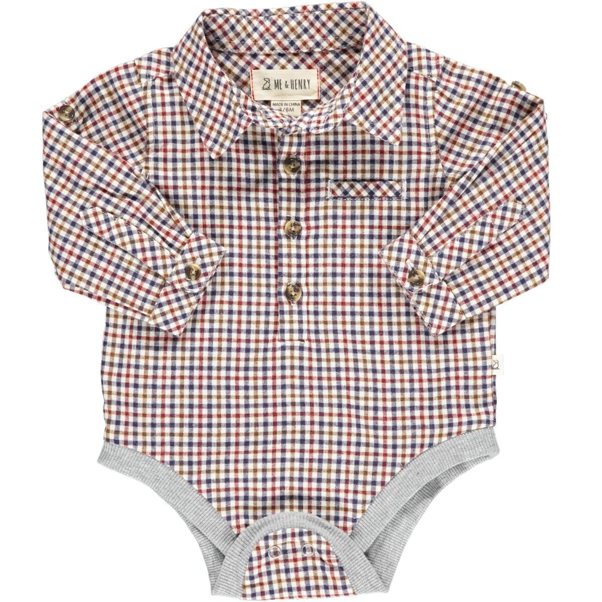 Jasper woven Onesie Navy/cream/wine