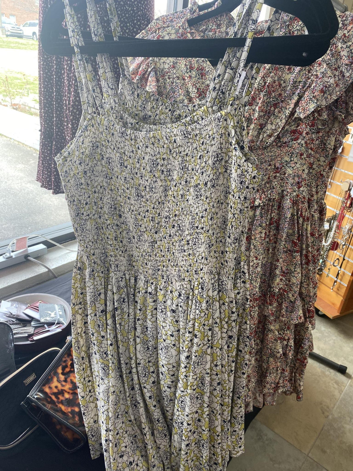 Y/Blk Floral Spaghetti Strap Dress