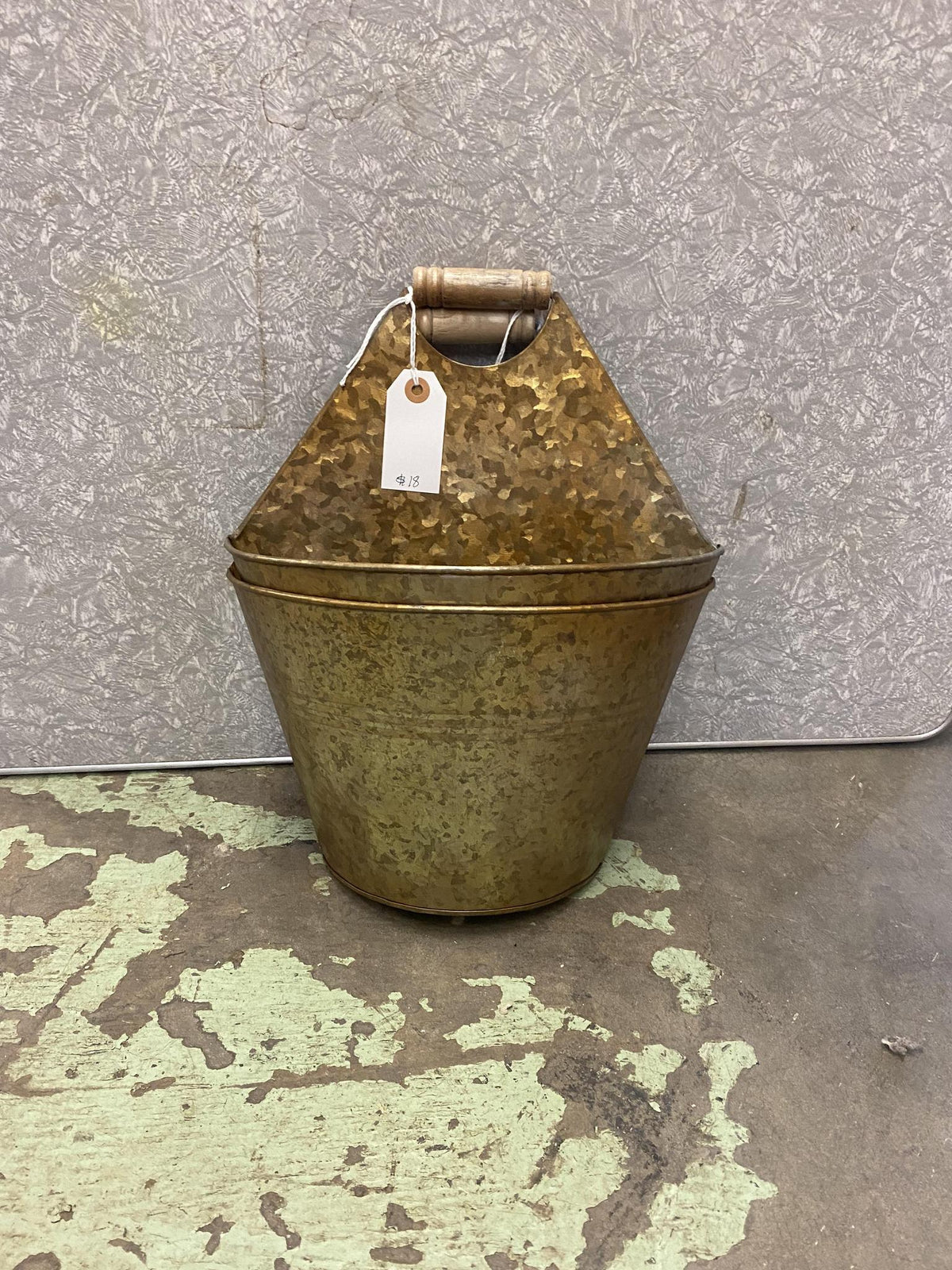 Gold Tone Galvanized Wall Bucket