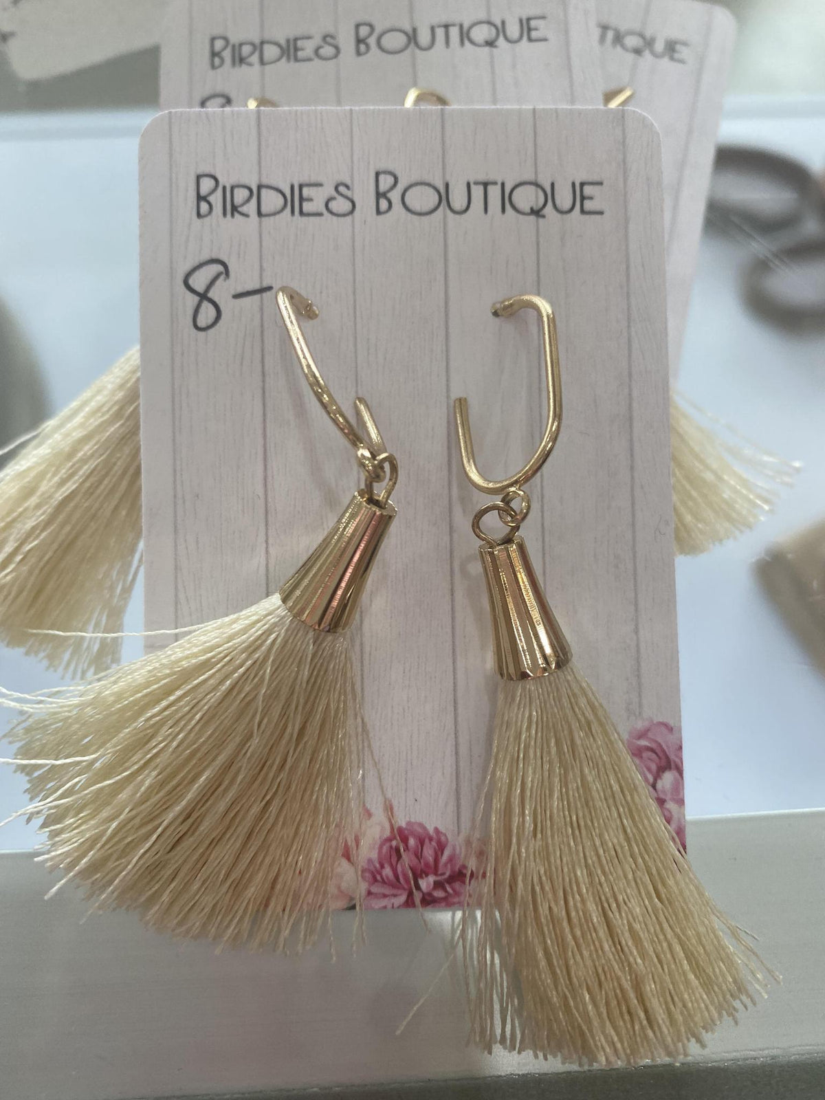 Gold Cream Fringe Earring