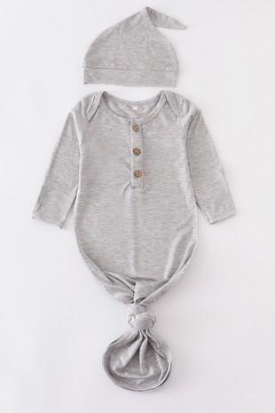 Grey Bamboo Gown Set