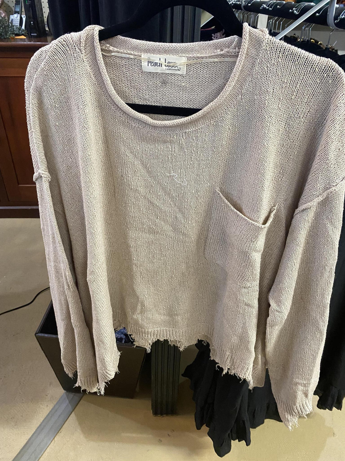 Raw Edge Crew Neck Sweater