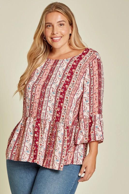 Wine Printed Top